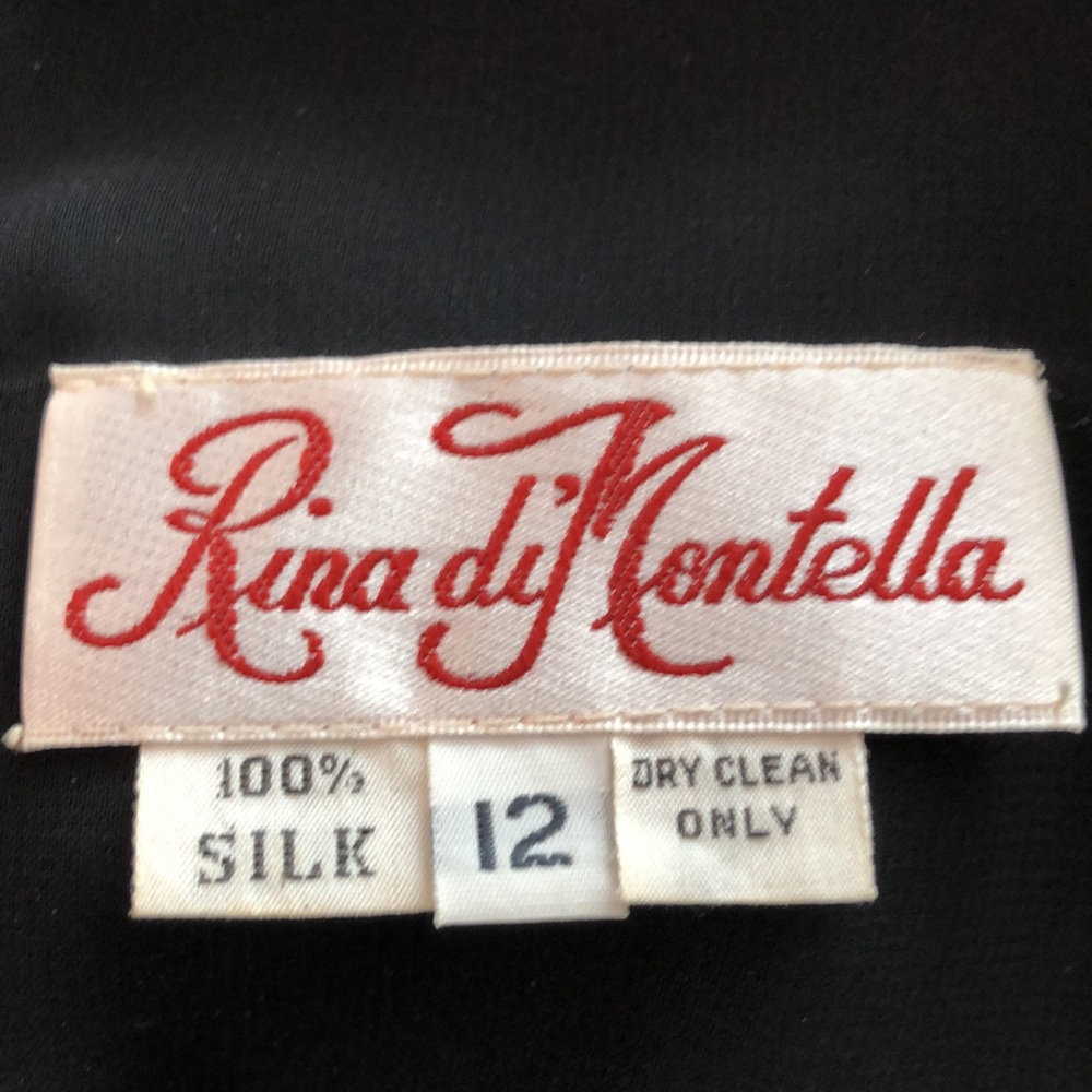 Rina diMontella Black Pleated Embellished Blouse size 12 100% silk - Picture 12 of 16